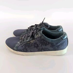 Ted Baker Blue Green Canvas Leather Shoes Trainers Sneakers Men's US 12
